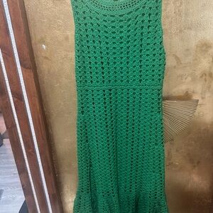 INC International Concepts Emerald Green Crochet Midi Dress